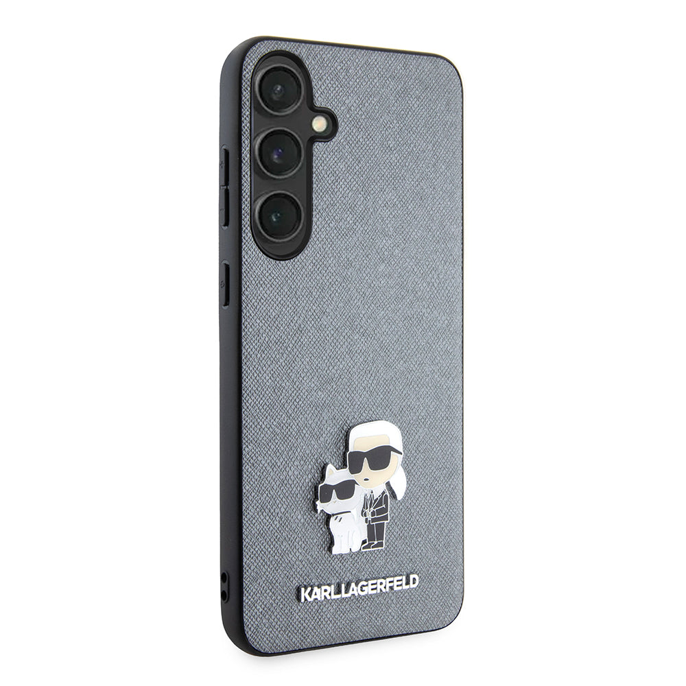 Husa pentru Samsung Galaxy S24+ S926, Karl Lagerfeld, Saffiano Karl & Choupette Metal, Gri