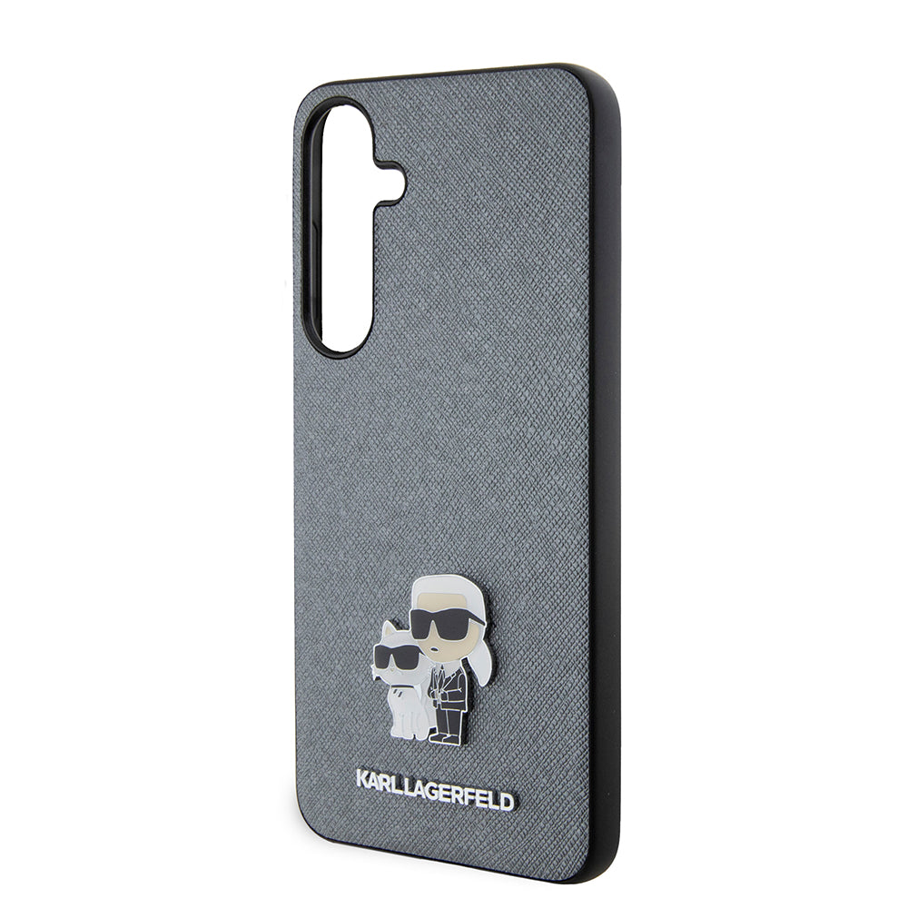 Husa pentru Samsung Galaxy S24+ S926, Karl Lagerfeld, Saffiano Karl & Choupette Metal, Gri