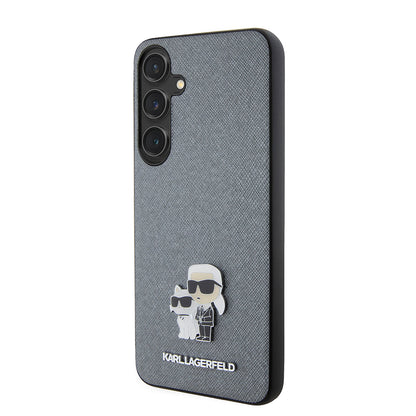 Husa pentru Samsung Galaxy S24+ S926, Karl Lagerfeld, Saffiano Karl & Choupette Metal, Gri