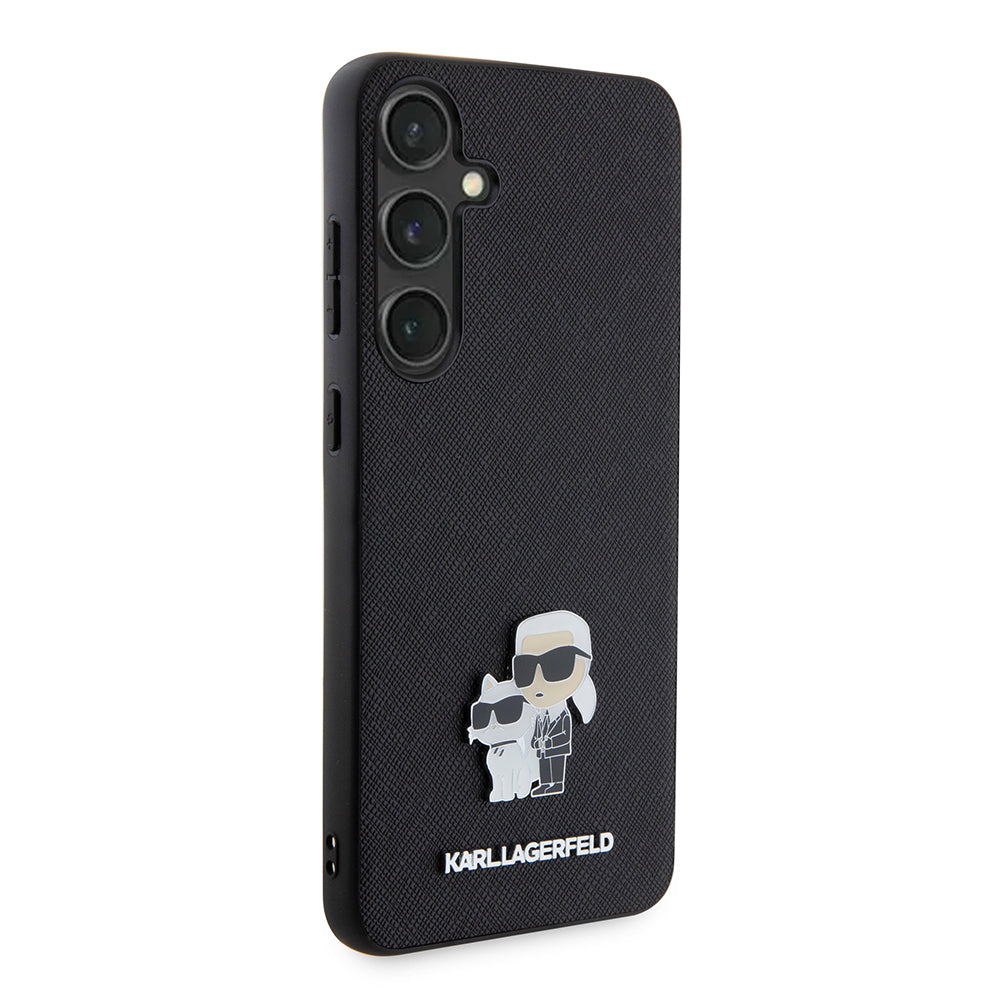 Husa pentru Samsung Galaxy S24+ S926, Karl Lagerfeld, Saffiano Karl & Choupette Metal, Neagra