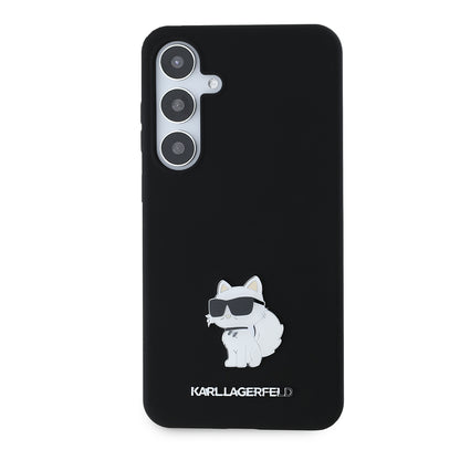 Husa pentru Samsung Galaxy S24+ S926, Karl Lagerfeld, Silicone Choupette Metal, Neagra