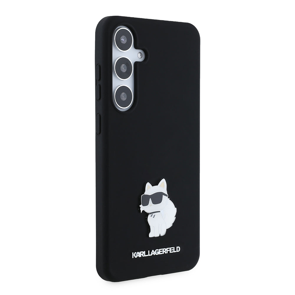 Husa pentru Samsung Galaxy S24+ S926, Karl Lagerfeld, Silicone Choupette Metal, Neagra