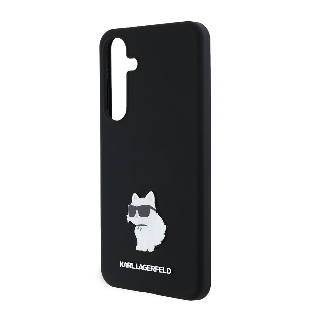 Husa pentru Samsung Galaxy S24+ S926, Karl Lagerfeld, Silicone Choupette Metal, Neagra