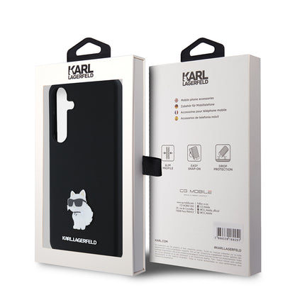 Husa pentru Samsung Galaxy S24+ S926, Karl Lagerfeld, Silicone Choupette Metal, Neagra