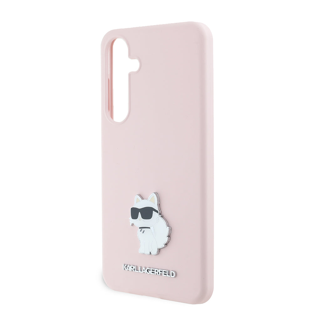 Husa pentru Samsung Galaxy S24+ S926, Karl Lagerfeld, Silicone Choupette Metal, Roz