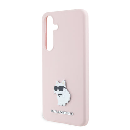 Husa pentru Samsung Galaxy S24+ S926, Karl Lagerfeld, Silicone Choupette Metal, Roz