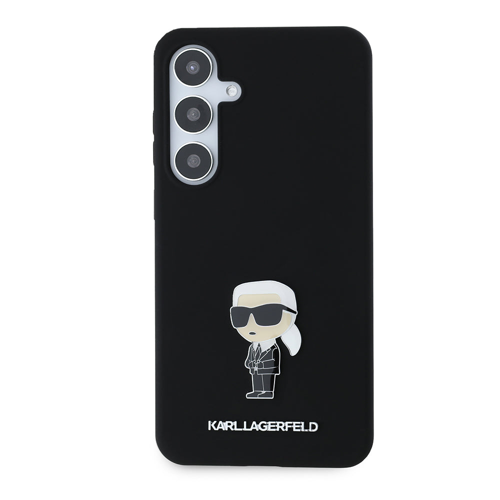 Husa pentru Samsung Galaxy S24+ S926, Karl Lagerfeld, Silicone Ikonik Karl Metal, Neagra