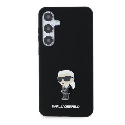 Husa pentru Samsung Galaxy S24+ S926, Karl Lagerfeld, Silicone Ikonik Karl Metal, Neagra
