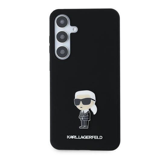 Husa pentru Samsung Galaxy S24+ S926, Karl Lagerfeld, Silicone Ikonik Karl Metal, Neagra