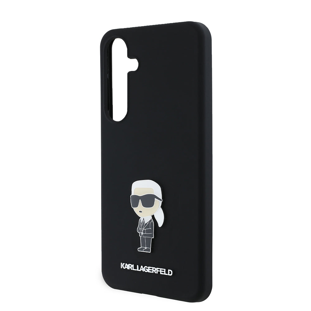 Husa pentru Samsung Galaxy S24+ S926, Karl Lagerfeld, Silicone Ikonik Karl Metal, Neagra