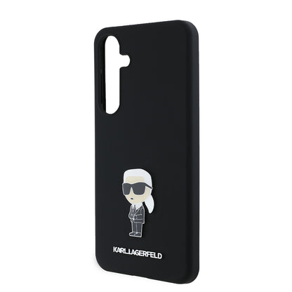 Husa pentru Samsung Galaxy S24+ S926, Karl Lagerfeld, Silicone Ikonik Karl Metal, Neagra