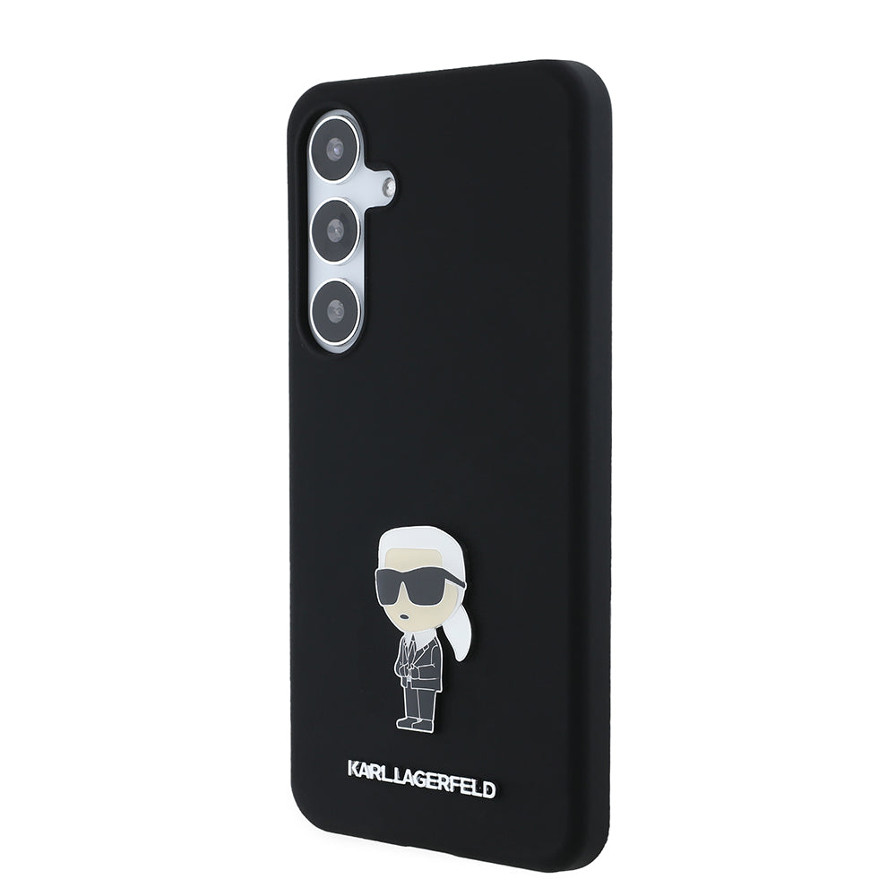 Husa pentru Samsung Galaxy S24+ S926, Karl Lagerfeld, Silicone Ikonik Karl Metal, Neagra