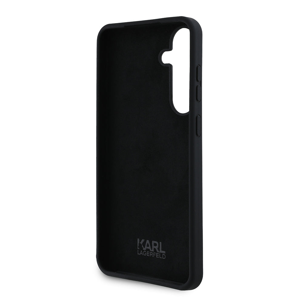 Husa pentru Samsung Galaxy S24+ S926, Karl Lagerfeld, Silicone Ikonik Karl Metal, Neagra