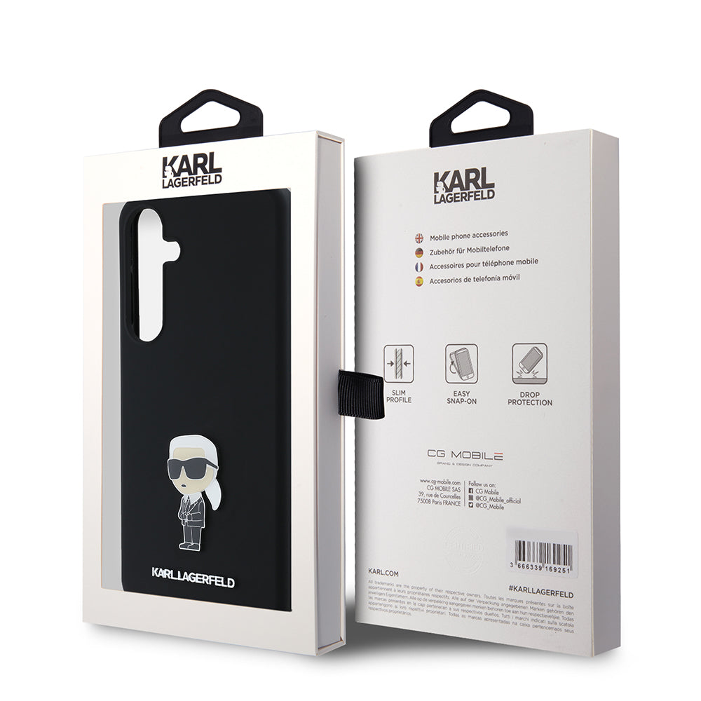 Husa pentru Samsung Galaxy S24+ S926, Karl Lagerfeld, Silicone Ikonik Karl Metal, Neagra