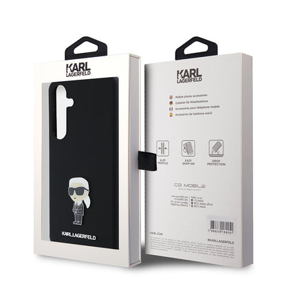 Husa pentru Samsung Galaxy S24+ S926, Karl Lagerfeld, Silicone Ikonik Karl Metal, Neagra