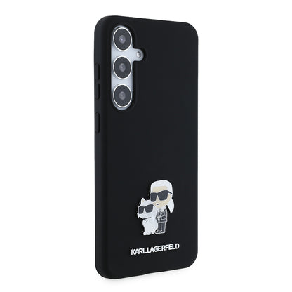 Husa pentru Samsung Galaxy S24+ S926, Karl Lagerfeld, Silicone Karl & Choupette Metal, Neagra