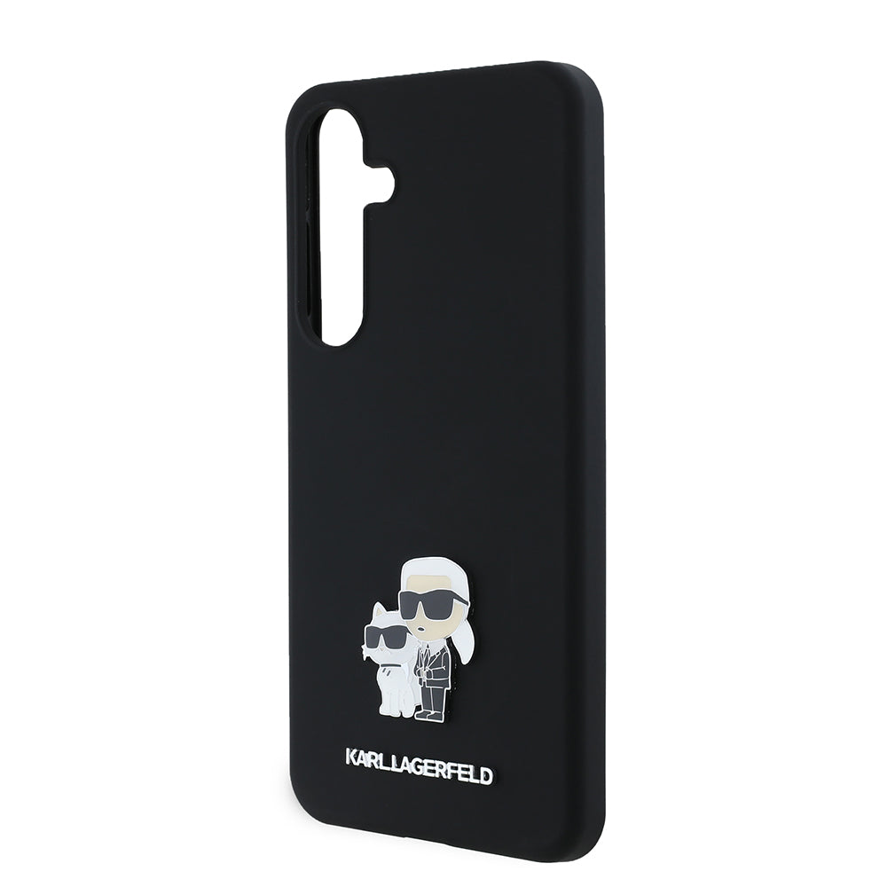 Husa pentru Samsung Galaxy S24+ S926, Karl Lagerfeld, Silicone Karl & Choupette Metal, Neagra