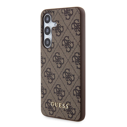 Husa pentru Samsung Galaxy S24 S921, Guess, 4G Metal Gold Logo, Maro