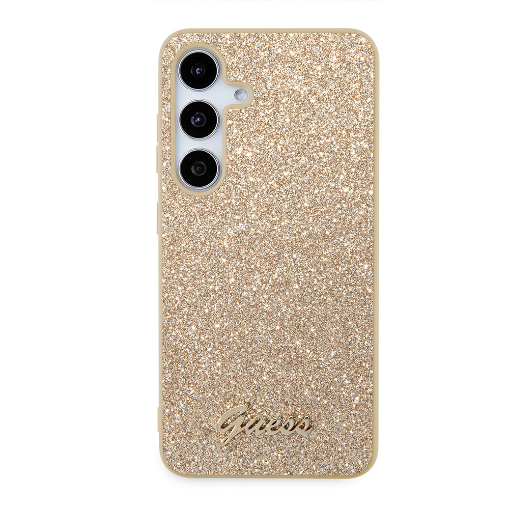 Husa pentru Samsung Galaxy S24 S921, Guess, Glitter Script, Aurie
