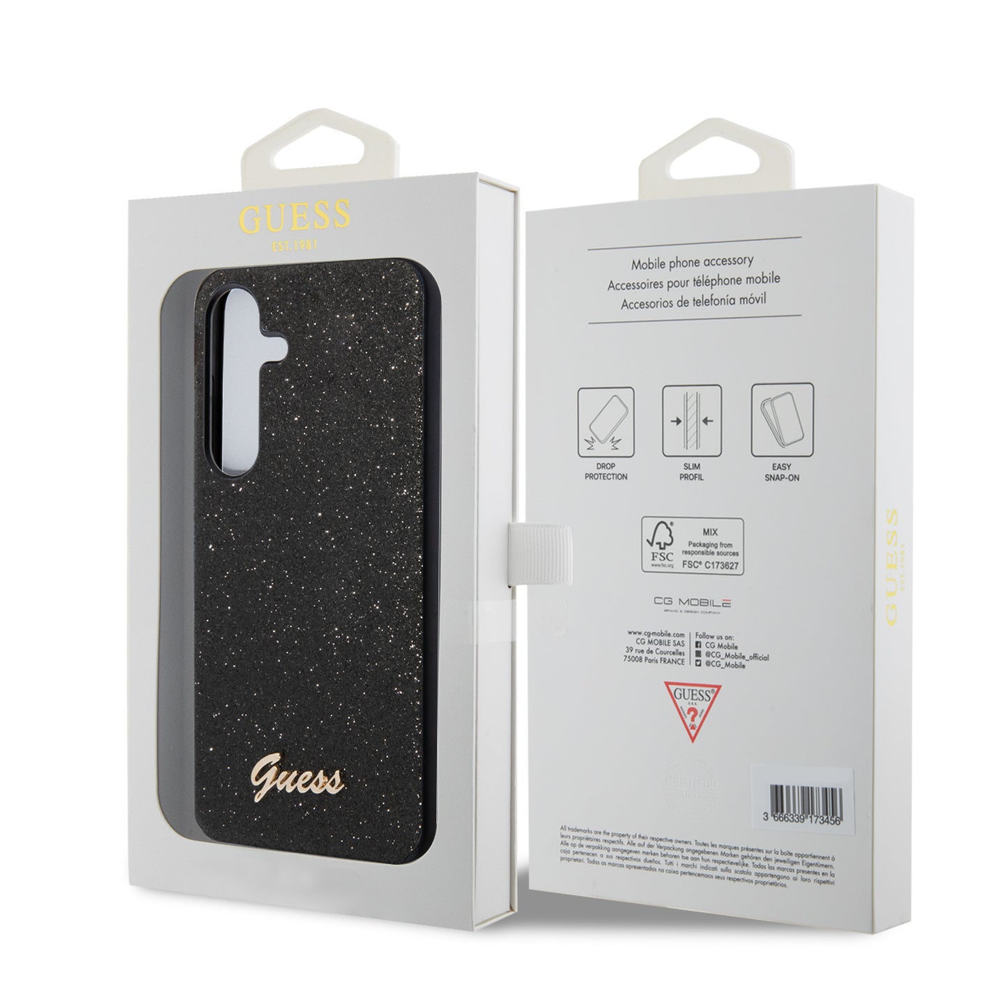 Husa pentru Samsung Galaxy S24 S921, Guess, Glitter Script, Neagra