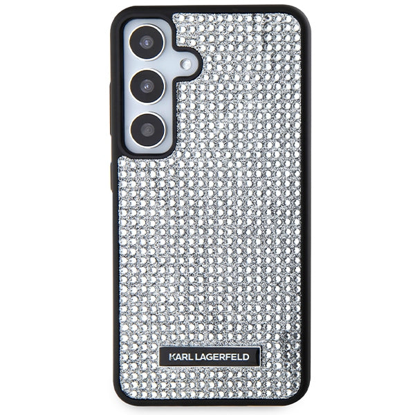 Husa pentru Samsung Galaxy S24 S921, Karl Lagerfeld, Rhinestone Metal Plate, Argintie