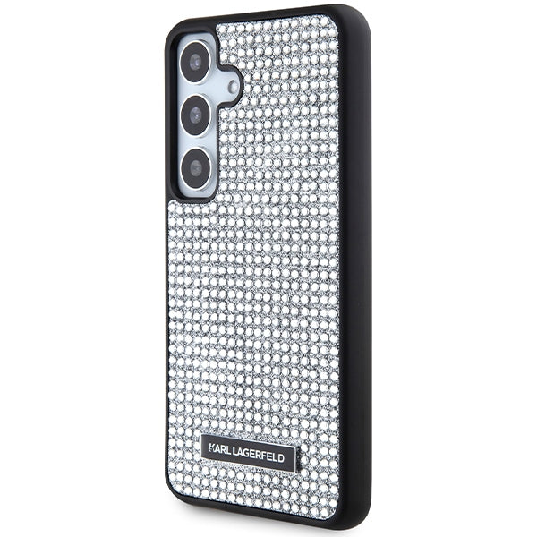 Husa pentru Samsung Galaxy S24 S921, Karl Lagerfeld, Rhinestone Metal Plate, Argintie