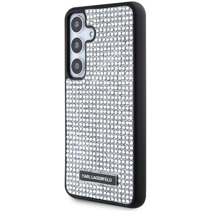 Husa pentru Samsung Galaxy S24 S921, Karl Lagerfeld, Rhinestone Metal Plate, Argintie