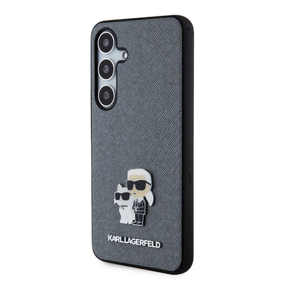 Husa pentru Samsung Galaxy S24 S921, Karl Lagerfeld, Saffiano Karl & Choupette Metal, Gri
