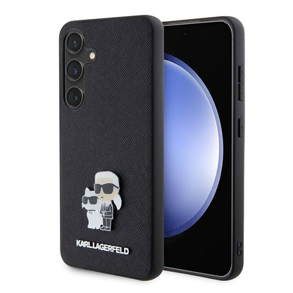 Husa pentru Samsung Galaxy S24 S921, Karl Lagerfeld, Saffiano Karl & Choupette Metal, Neagra