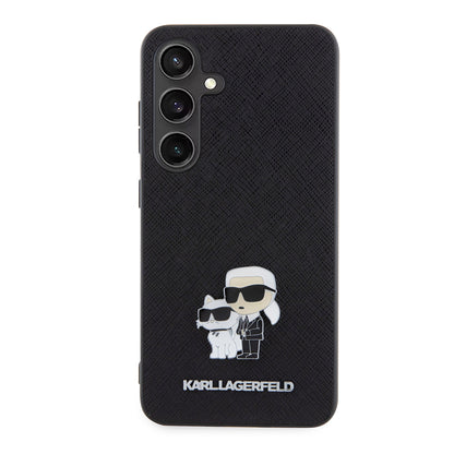 Husa pentru Samsung Galaxy S24 S921, Karl Lagerfeld, Saffiano Karl & Choupette Metal, Neagra