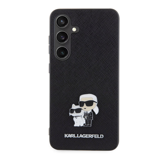 Husa pentru Samsung Galaxy S24 S921, Karl Lagerfeld, Saffiano Karl & Choupette Metal, Neagra