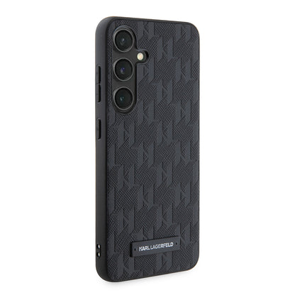 Husa pentru Samsung Galaxy S24 S921, Karl Lagerfeld, Saffiano Mono Metal Logo, Neagra