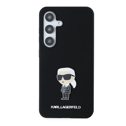 Husa pentru Samsung Galaxy S24 S921, Karl Lagerfeld, Silicone Ikonik Karl Metal, Neagra