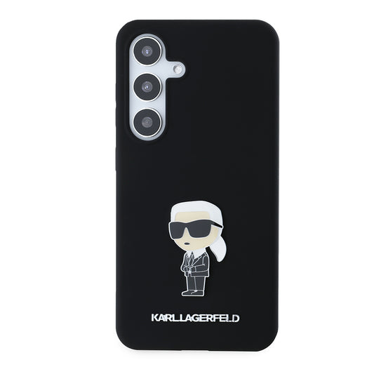 Husa pentru Samsung Galaxy S24 S921, Karl Lagerfeld, Silicone Ikonik Karl Metal, Neagra