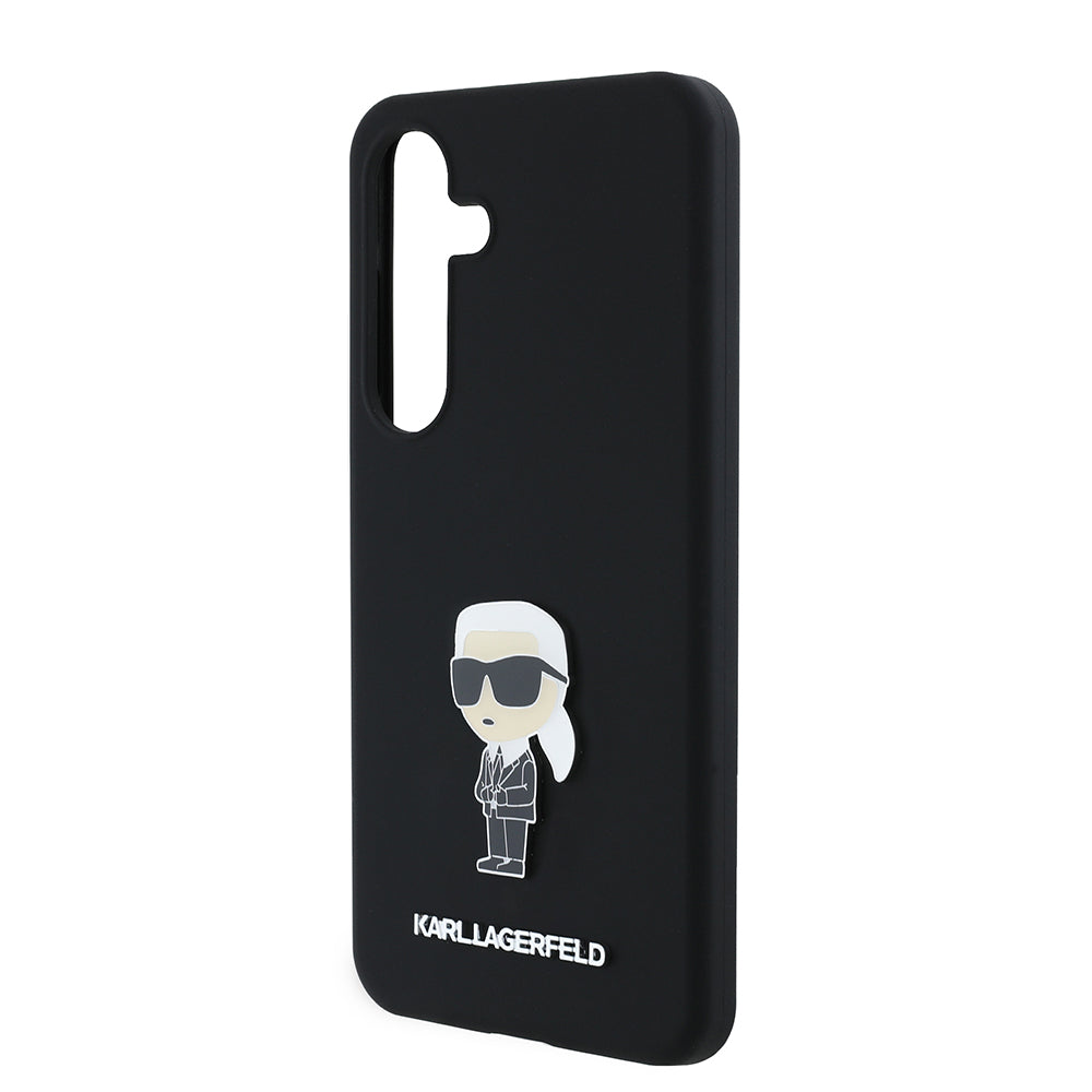 Husa pentru Samsung Galaxy S24 S921, Karl Lagerfeld, Silicone Ikonik Karl Metal, Neagra