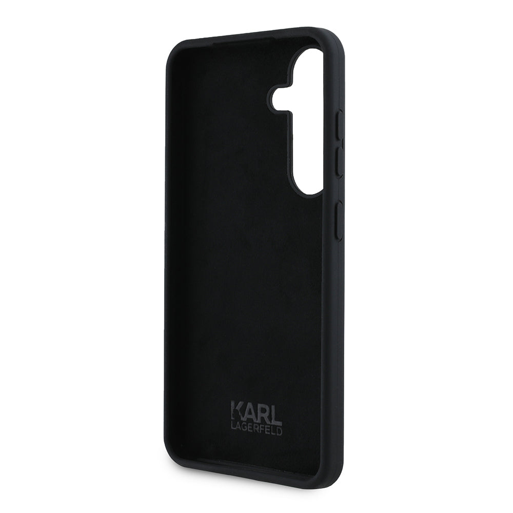 Husa pentru Samsung Galaxy S24 S921, Karl Lagerfeld, Silicone Ikonik Karl Metal, Neagra