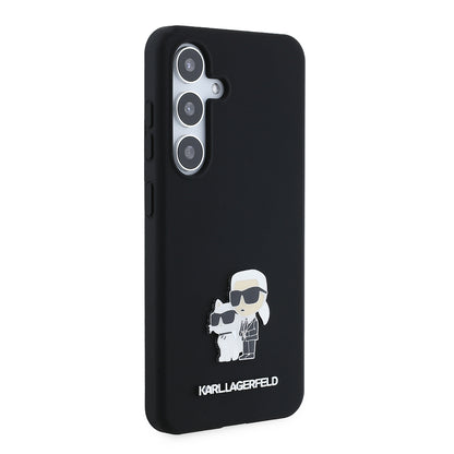 Husa pentru Samsung Galaxy S24 S921, Karl Lagerfeld, Silicone Karl & Choupette Metal, Neagra