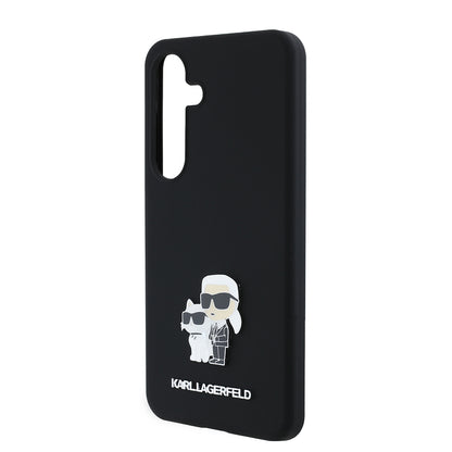 Husa pentru Samsung Galaxy S24 S921, Karl Lagerfeld, Silicone Karl & Choupette Metal, Neagra