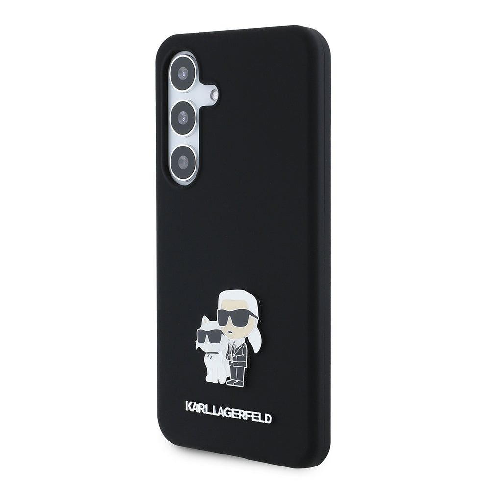 Husa pentru Samsung Galaxy S24 S921, Karl Lagerfeld, Silicone Karl & Choupette Metal, Neagra