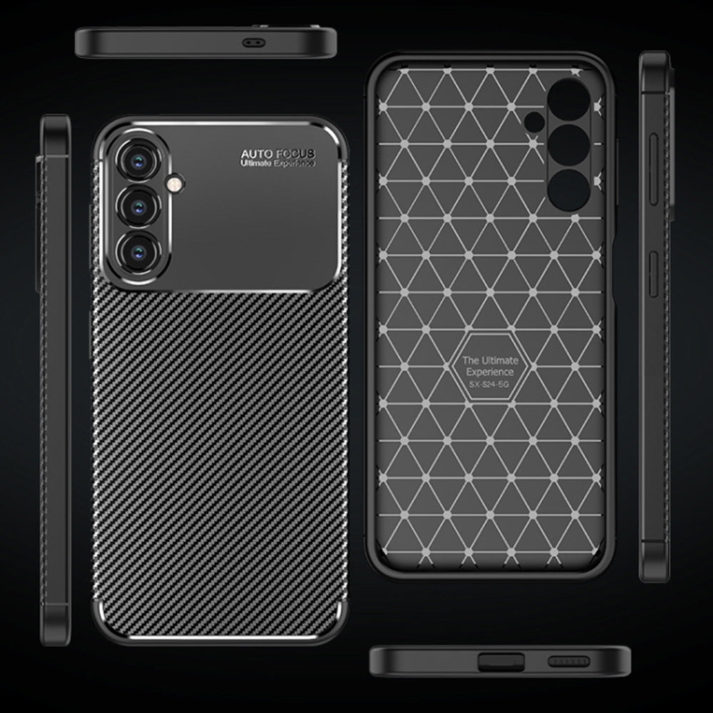Husa pentru Samsung Galaxy S24 S921, Techsuit, CarbonFiber, Neagra