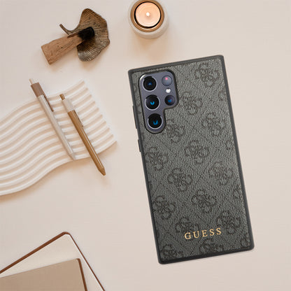 Husa pentru Samsung Galaxy S24 Ultra S928, Guess, 4G Metal Gold Logo, Maro