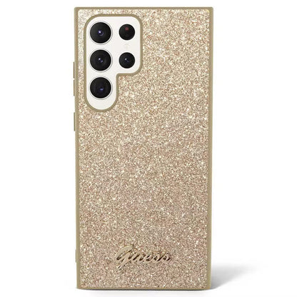 Husa pentru Samsung Galaxy S24 Ultra S928, Guess, Glitter Script, Aurie