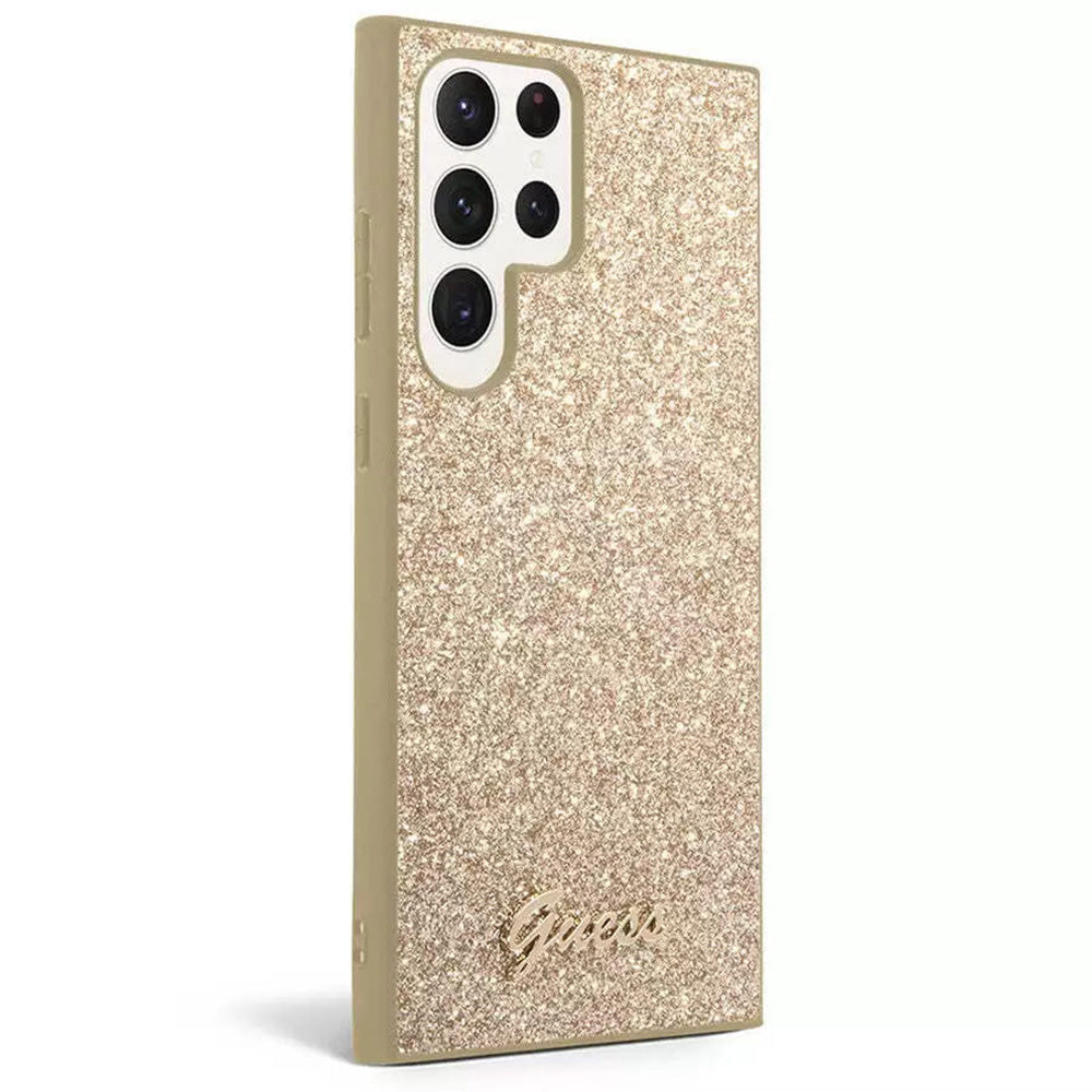 Husa pentru Samsung Galaxy S24 Ultra S928, Guess, Glitter Script, Aurie