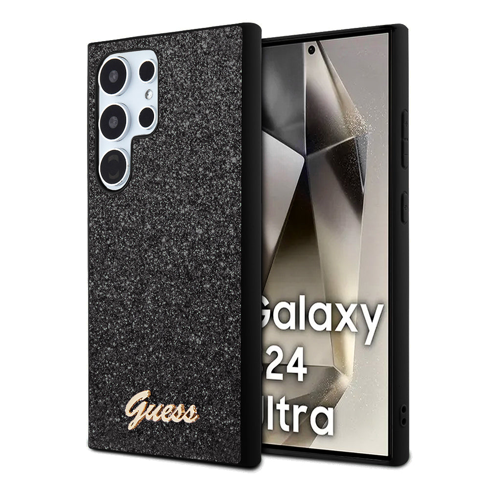 Husa pentru Samsung Galaxy S24 Ultra S928, Guess, Glitter Script, Neagra