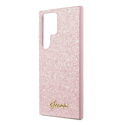 Husa pentru Samsung Galaxy S24 Ultra S928, Guess, Glitter Script, Roz