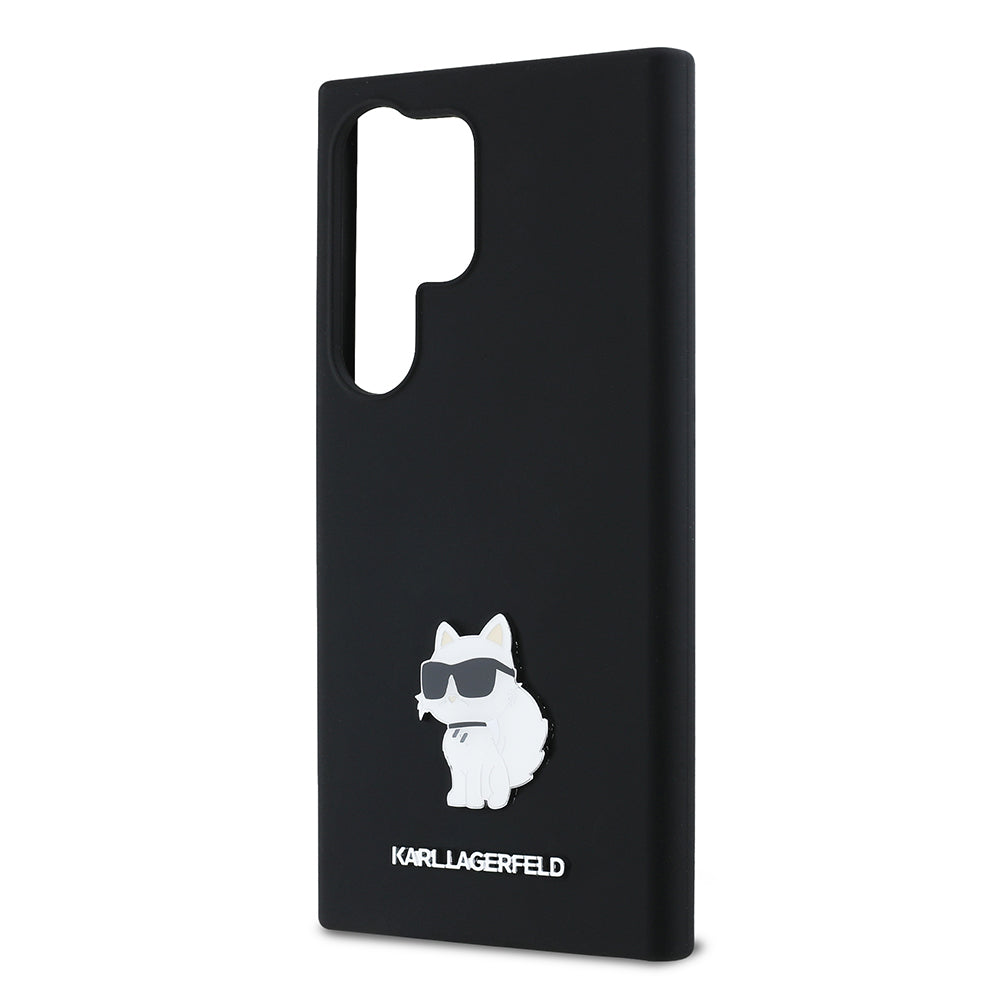 Husa pentru Samsung Galaxy S24 Ultra S928, Karl Lagerfeld, Silicone Choupette Metal, Neagra
