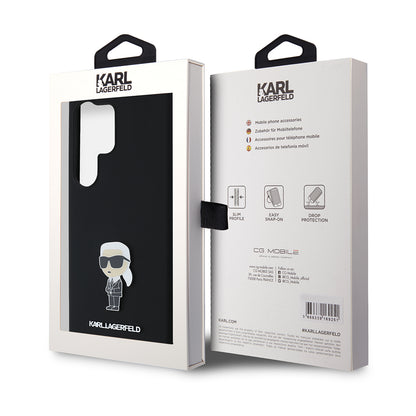Husa pentru Samsung Galaxy S24 Ultra S928, Karl Lagerfeld, Silicone Ikonik Karl, Neagra