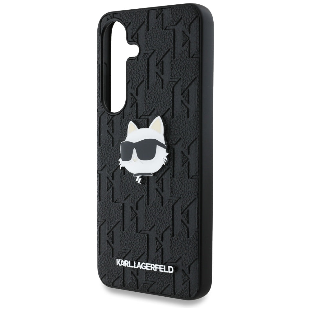 Husa pentru Samsung Galaxy S25+ S936, Karl Lagerfeld, Monogram Choupette's Head, Neagra