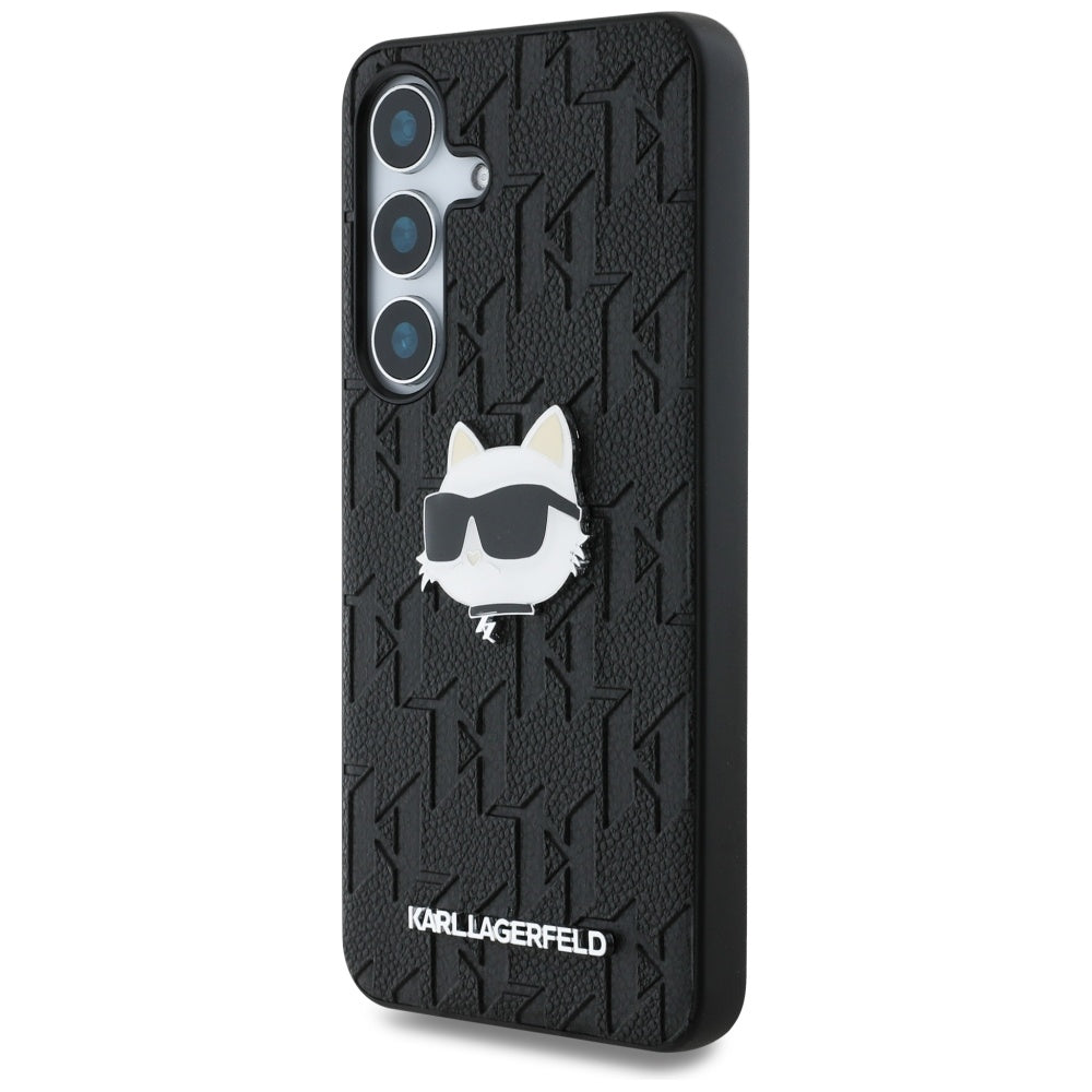 Husa pentru Samsung Galaxy S25+ S936, Karl Lagerfeld, Monogram Choupette's Head, Neagra
