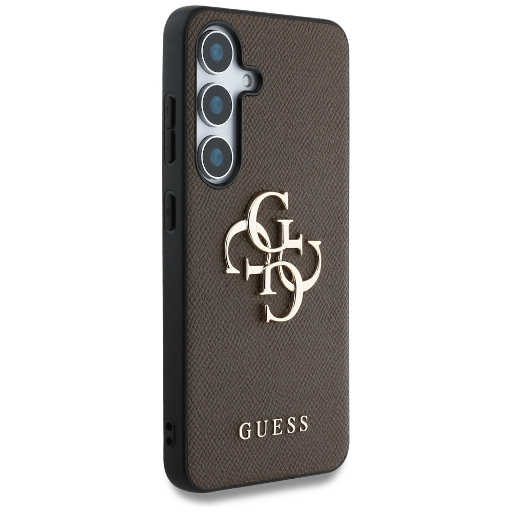 Husa pentru Samsung Galaxy S25 S931, Guess, 4G Grained Big and Classic Logo, Maro